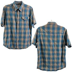 Mountain Khakis Men’s Blue Plaid Short Sleeve Button Down Shirt – Size Medium